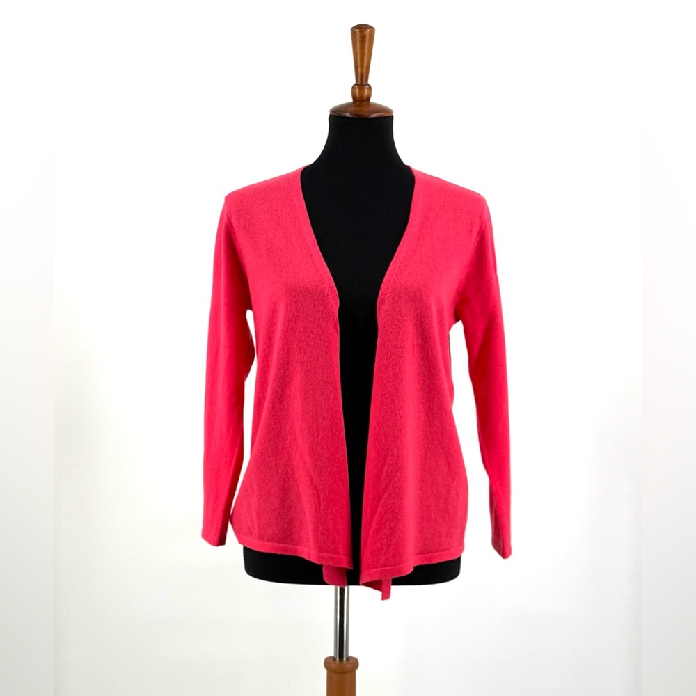 J. McLaughlin Pink Cashmere Cardigan 3/4 Length Sleeve Size M